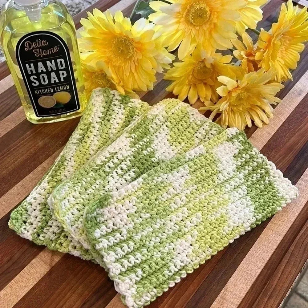100% Cotton Handmade Washcloths - Set of 3
